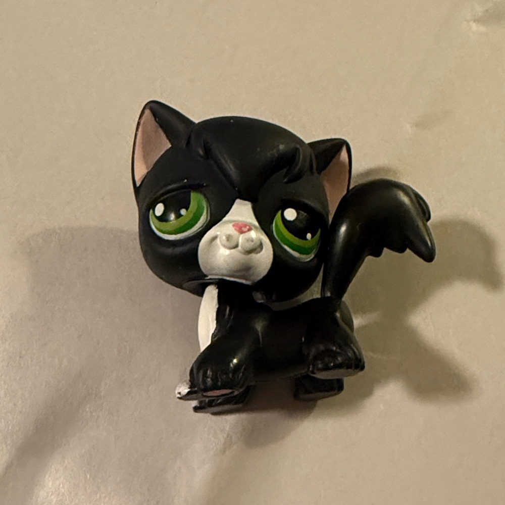 Rare Authentic Littlest Pet Shop #55 Angora Black Cat Green Eyes Hasbro G2